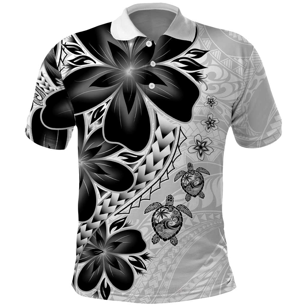 Polynesia Romantic Valentine Polo Shirt Sea Turtle Couple With White Plumeria LT05 White - Polynesian Pride