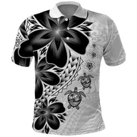 Polynesia Romantic Valentine Polo Shirt Sea Turtle Couple With White Plumeria LT05 White - Polynesian Pride