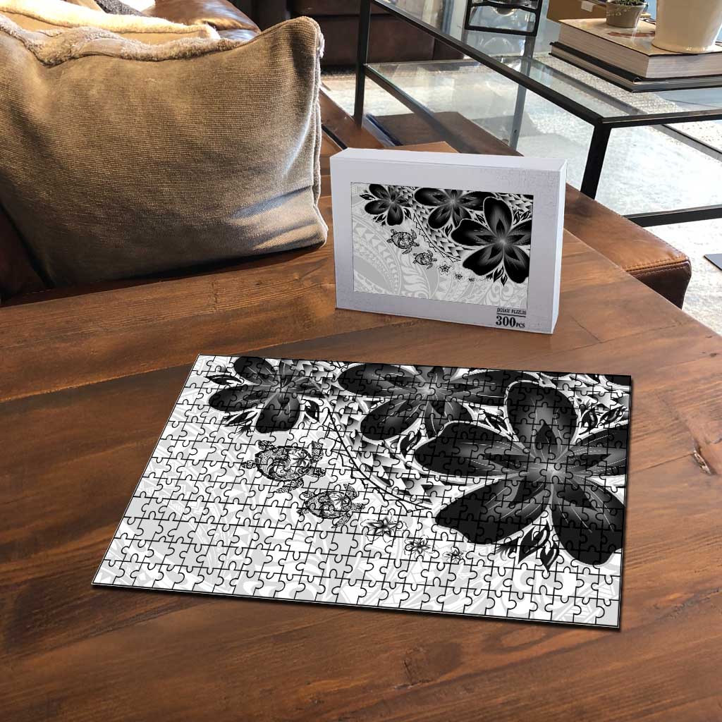 Polynesia Romantic Valentine Puzzle Sea Turtle Couple With White Plumeria
