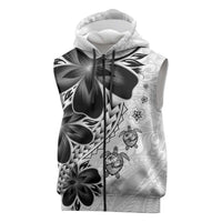Polynesia Romantic Valentine Sleeveless Zip Hoodie Sea Turtle Couple With White Plumeria