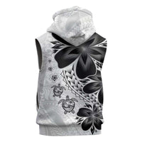 Polynesia Romantic Valentine Sleeveless Zip Hoodie Sea Turtle Couple With White Plumeria