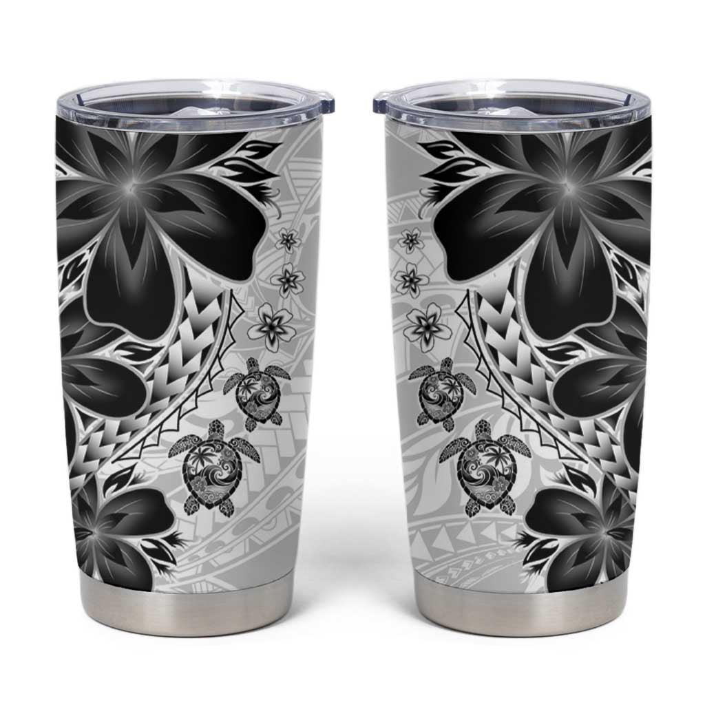 Polynesia Romantic Valentine Tumbler Cup Sea Turtle Couple With White Plumeria