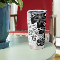 Polynesia Romantic Valentine Tumbler Cup Sea Turtle Couple With White Plumeria