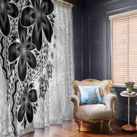 Polynesia Romantic Valentine Window Curtain Sea Turtle Couple With White Plumeria