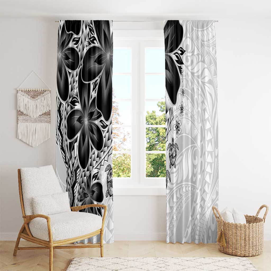 Polynesia Romantic Valentine Window Curtain Sea Turtle Couple With White Plumeria