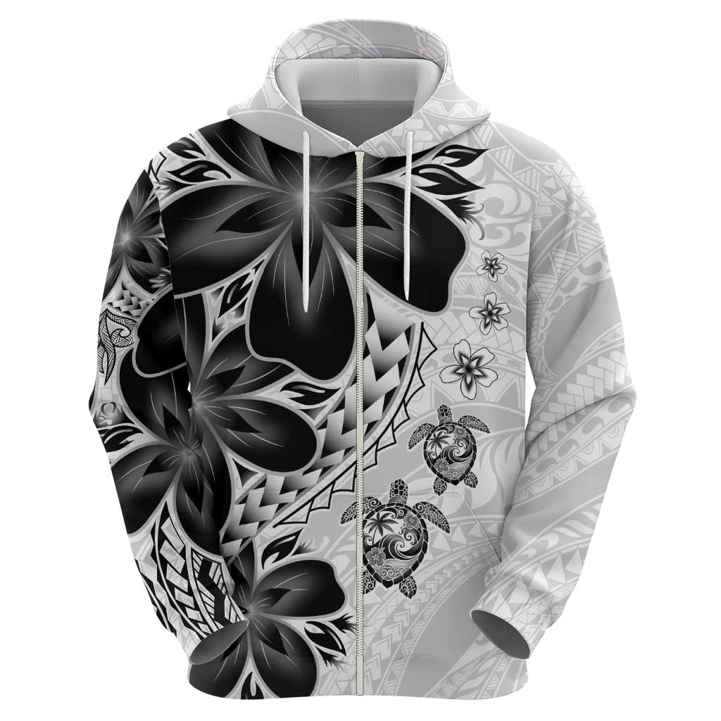 Polynesia Romantic Valentine Zip Hoodie Sea Turtle Couple With White Plumeria