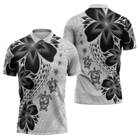 Polynesia Romantic Valentine Zipper Polo Shirt Sea Turtle Couple With White Plumeria LT05 - Polynesian Pride