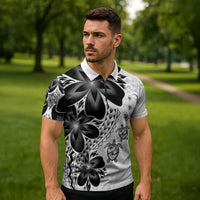 Polynesia Romantic Valentine Zipper Polo Shirt Sea Turtle Couple With White Plumeria LT05 - Polynesian Pride