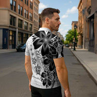 Polynesia Romantic Valentine Zipper Polo Shirt Sea Turtle Couple With White Plumeria LT05 - Polynesian Pride