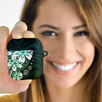 Polynesia Romantic Valentine AirPods Case Sea Turtle Couple With Aqua Gradient Plumeria