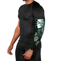 Polynesia Romantic Valentine Arm Sleeves Sea Turtle Couple With Aqua Gradient Plumeria