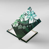 Polynesia Romantic Valentine Canvas Wall Art Sea Turtle Couple With Aqua Gradient Plumeria