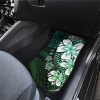 Polynesia Romantic Valentine Car Mats Sea Turtle Couple With Aqua Gradient Plumeria