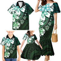 Polynesia Romantic Valentine Family Matching Mermaid Dress and Hawaiian Shirt Sea Turtle Couple With Aqua Gradient Plumeria LT05 - Polynesian Pride