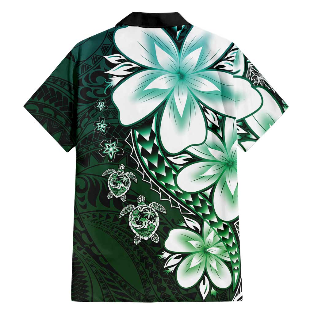 Polynesia Romantic Valentine Family Matching Off The Shoulder Long Sleeve Dress and Hawaiian Shirt Sea Turtle Couple With Aqua Gradient Plumeria LT05 - Polynesian Pride