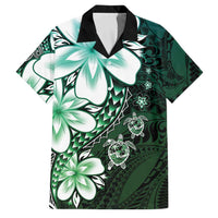Polynesia Romantic Valentine Family Matching Off Shoulder Short Dress and Hawaiian Shirt Sea Turtle Couple With Aqua Gradient Plumeria LT05 Dad's Shirt - Short Sleeve Aqua - Polynesian Pride