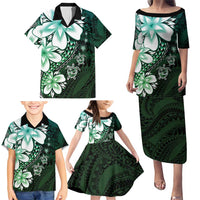 Polynesia Romantic Valentine Family Matching Puletasi and Hawaiian Shirt Sea Turtle Couple With Aqua Gradient Plumeria LT05 - Polynesian Pride