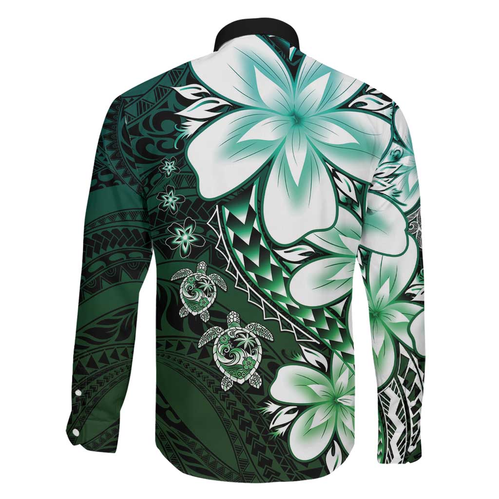 Polynesia Romantic Valentine Family Matching Puletasi and Hawaiian Shirt Sea Turtle Couple With Aqua Gradient Plumeria LT05 - Polynesian Pride