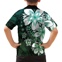 Polynesia Romantic Valentine Family Matching Summer Maxi Dress and Hawaiian Shirt Sea Turtle Couple With Aqua Gradient Plumeria LT05 - Polynesian Pride
