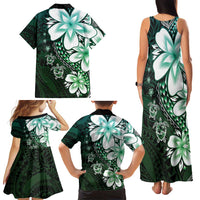 Polynesia Romantic Valentine Family Matching Tank Maxi Dress and Hawaiian Shirt Sea Turtle Couple With Aqua Gradient Plumeria LT05 - Polynesian Pride