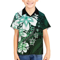 Polynesia Romantic Valentine Family Matching Tank Maxi Dress and Hawaiian Shirt Sea Turtle Couple With Aqua Gradient Plumeria LT05 Son's Shirt Aqua - Polynesian Pride