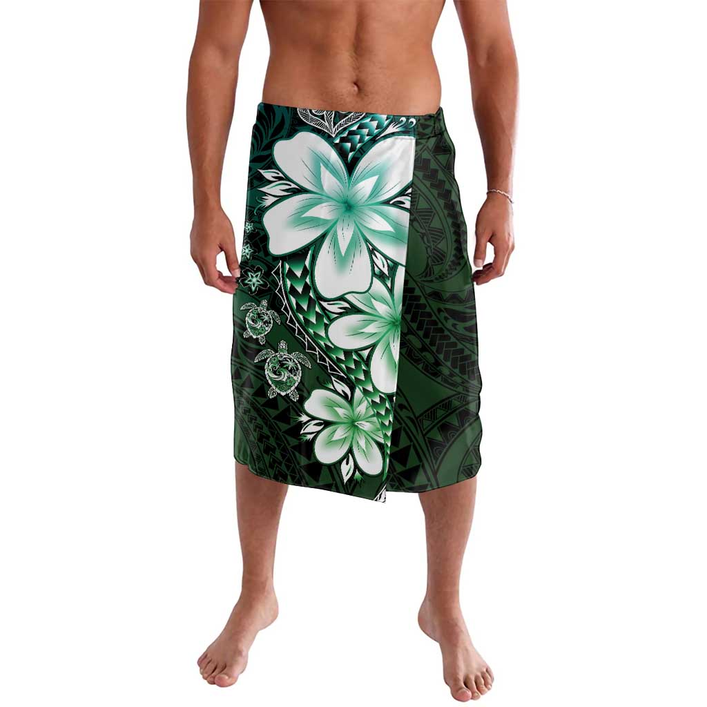Polynesia Romantic Valentine Lavalava Sea Turtle Couple With Aqua Gradient Plumeria