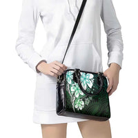 Polynesia Romantic Valentine Shoulder Handbag Sea Turtle Couple With Aqua Gradient Plumeria