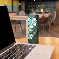 Polynesia Romantic Valentine Skinny Tumbler Sea Turtle Couple With Aqua Gradient Plumeria