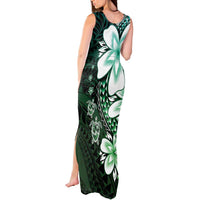 Polynesia Romantic Valentine Tank Maxi Dress Sea Turtle Couple With Aqua Gradient Plumeria