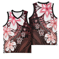Polynesia Romantic Valentine Basketball Jersey Sea Turtle Couple With Red Gradient Plumeria