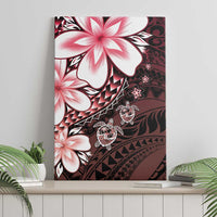 Polynesia Romantic Valentine Canvas Wall Art Sea Turtle Couple With Red Gradient Plumeria