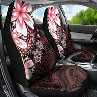 Polynesia Romantic Valentine Car Seat Cover Sea Turtle Couple With Red Gradient Plumeria