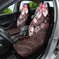 Polynesia Romantic Valentine Car Seat Cover Sea Turtle Couple With Red Gradient Plumeria