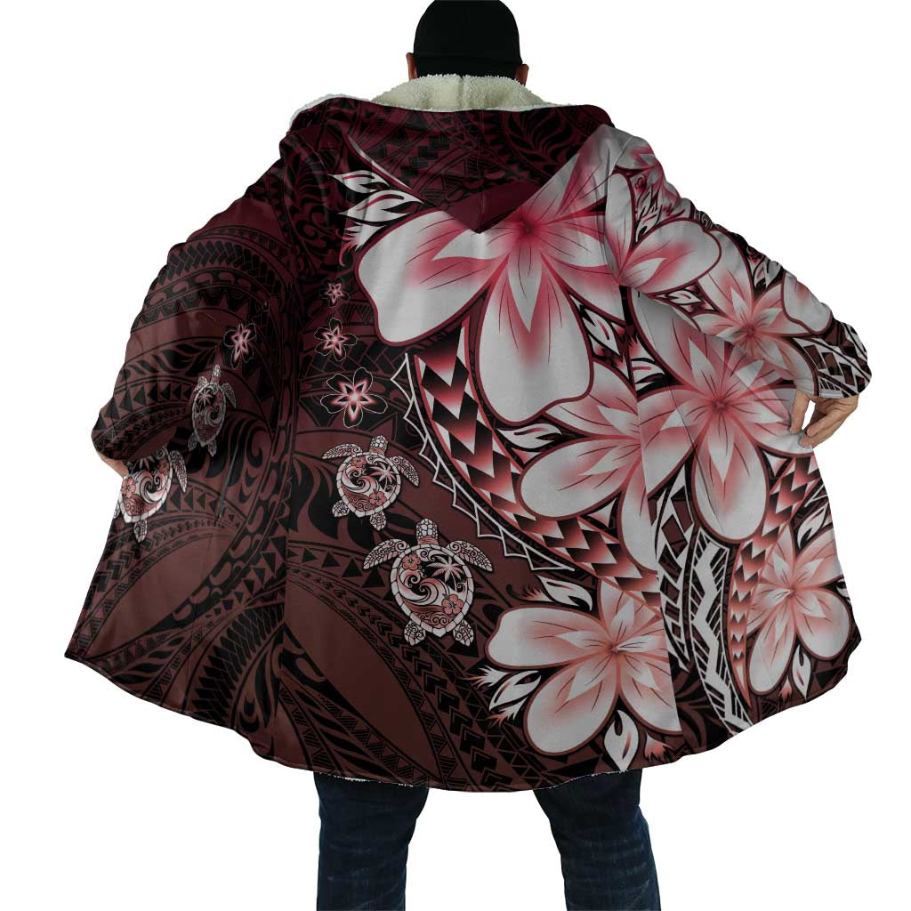 Polynesia Romantic Valentine Cloak Sea Turtle Couple With Red Gradient Plumeria