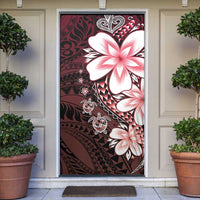 Polynesia Romantic Valentine Door Cover Sea Turtle Couple With Red Gradient Plumeria LT05 Red - Polynesian Pride