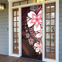 Polynesia Romantic Valentine Door Cover Sea Turtle Couple With Red Gradient Plumeria LT05 - Polynesian Pride