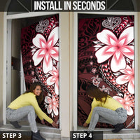 Polynesia Romantic Valentine Door Cover Sea Turtle Couple With Red Gradient Plumeria LT05 - Polynesian Pride