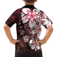 Polynesia Romantic Valentine Family Matching Off The Shoulder Long Sleeve Dress and Hawaiian Shirt Sea Turtle Couple With Red Gradient Plumeria LT05 - Polynesian Pride