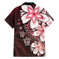 Polynesia Romantic Valentine Family Matching Off The Shoulder Long Sleeve Dress and Hawaiian Shirt Sea Turtle Couple With Red Gradient Plumeria LT05 - Polynesian Pride