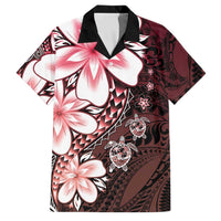 Polynesia Romantic Valentine Family Matching Off Shoulder Maxi Dress and Hawaiian Shirt Sea Turtle Couple With Red Gradient Plumeria LT05 Dad's Shirt - Short Sleeve Red - Polynesian Pride