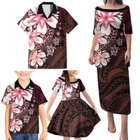 Polynesia Romantic Valentine Family Matching Puletasi and Hawaiian Shirt Sea Turtle Couple With Red Gradient Plumeria LT05 - Polynesian Pride
