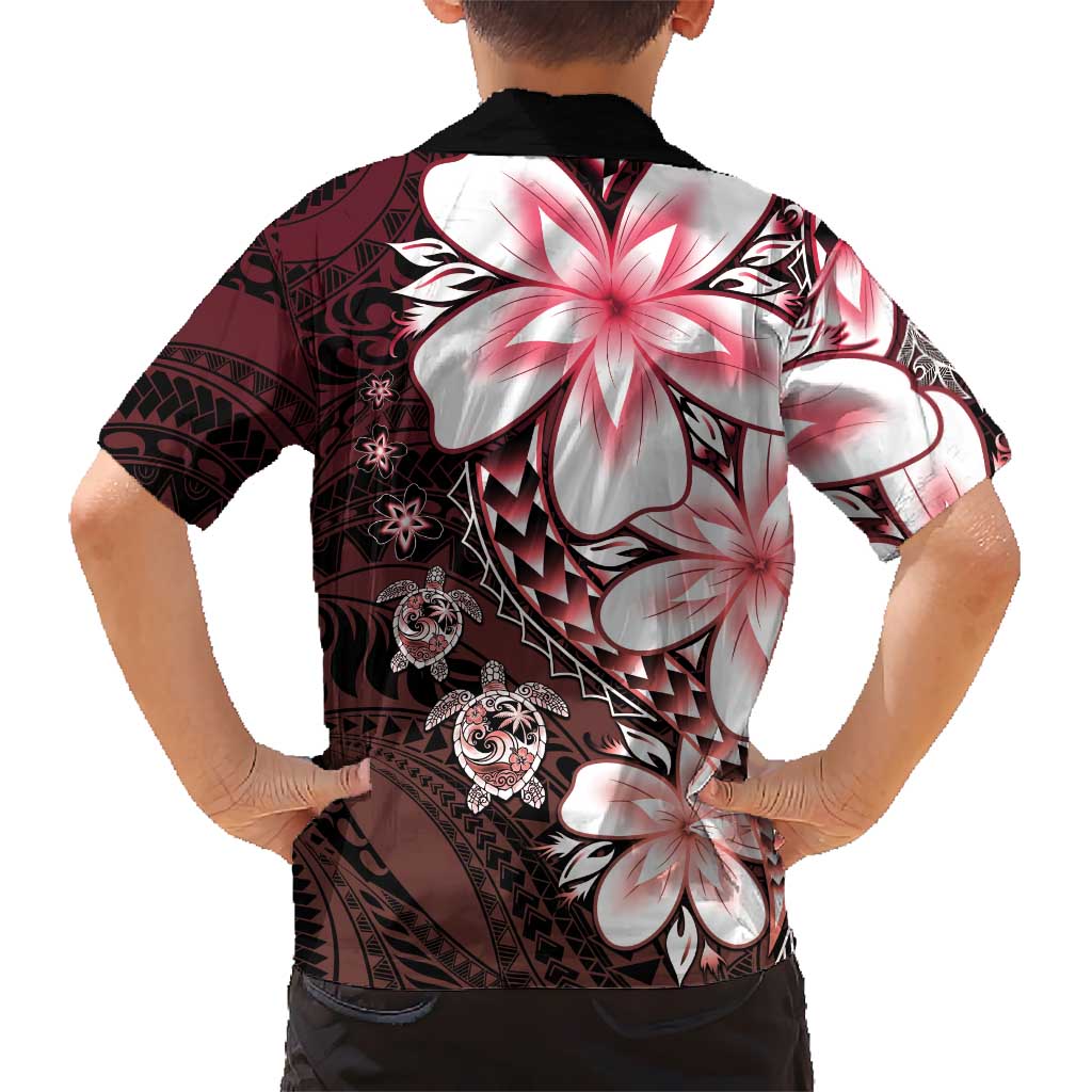 Polynesia Romantic Valentine Family Matching Summer Maxi Dress and Hawaiian Shirt Sea Turtle Couple With Red Gradient Plumeria LT05 - Polynesian Pride