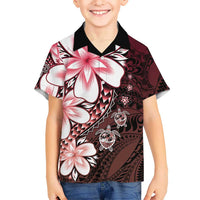 Polynesia Romantic Valentine Family Matching Tank Maxi Dress and Hawaiian Shirt Sea Turtle Couple With Red Gradient Plumeria LT05 Son's Shirt Red - Polynesian Pride