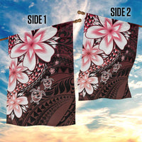 Polynesia Romantic Valentine Garden Flag Sea Turtle Couple With Red Gradient Plumeria