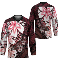 Polynesia Romantic Valentine Hockey Jersey Sea Turtle Couple With Red Gradient Plumeria