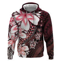 Polynesia Romantic Valentine Hoodie Sea Turtle Couple With Red Gradient Plumeria LT05 Pullover Hoodie Red - Polynesian Pride