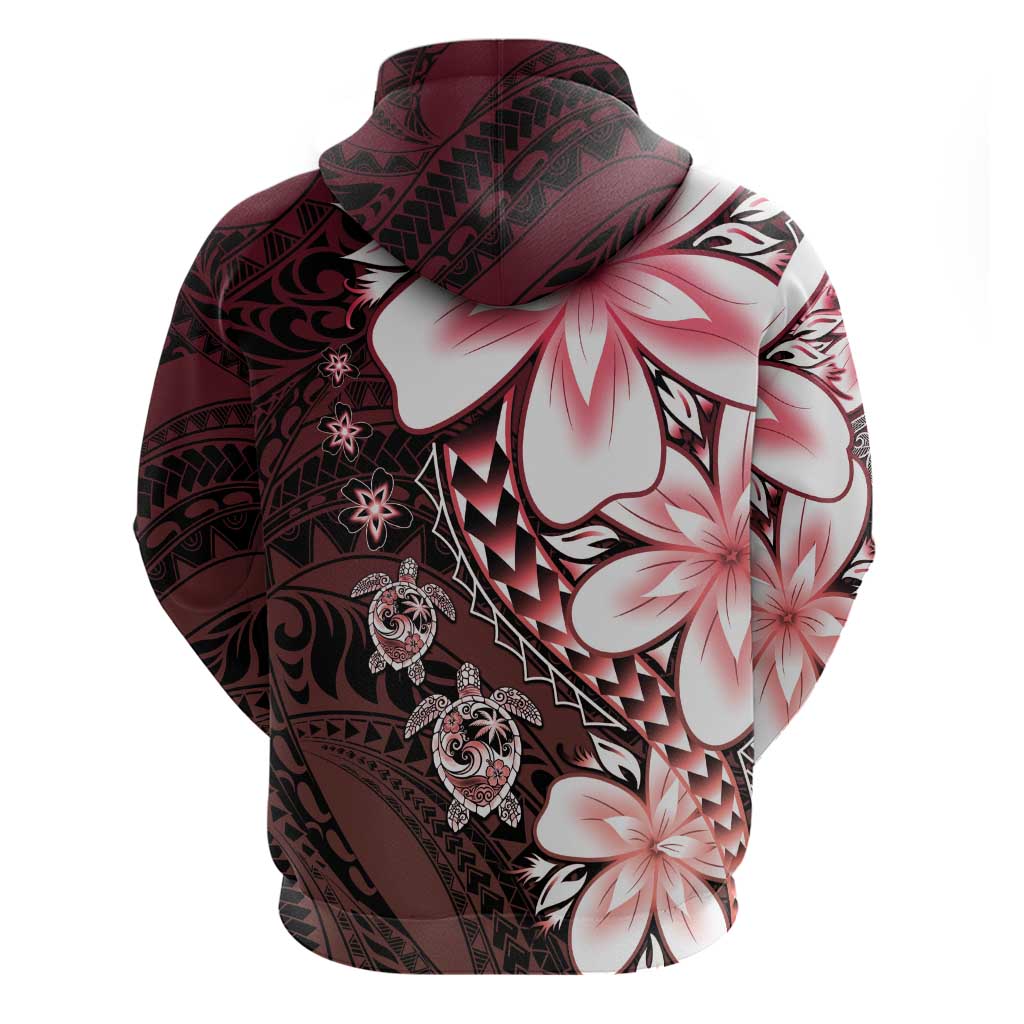 Polynesia Romantic Valentine Hoodie Sea Turtle Couple With Red Gradient Plumeria LT05 - Polynesian Pride