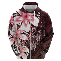 Polynesia Romantic Valentine Hoodie Sea Turtle Couple With Red Gradient Plumeria LT05 - Polynesian Pride