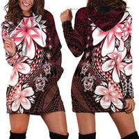Polynesia Romantic Valentine Hoodie Dress Sea Turtle Couple With Red Gradient Plumeria LT05 - Polynesian Pride