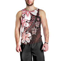 Polynesia Romantic Valentine Men Tank Top Sea Turtle Couple With Red Gradient Plumeria